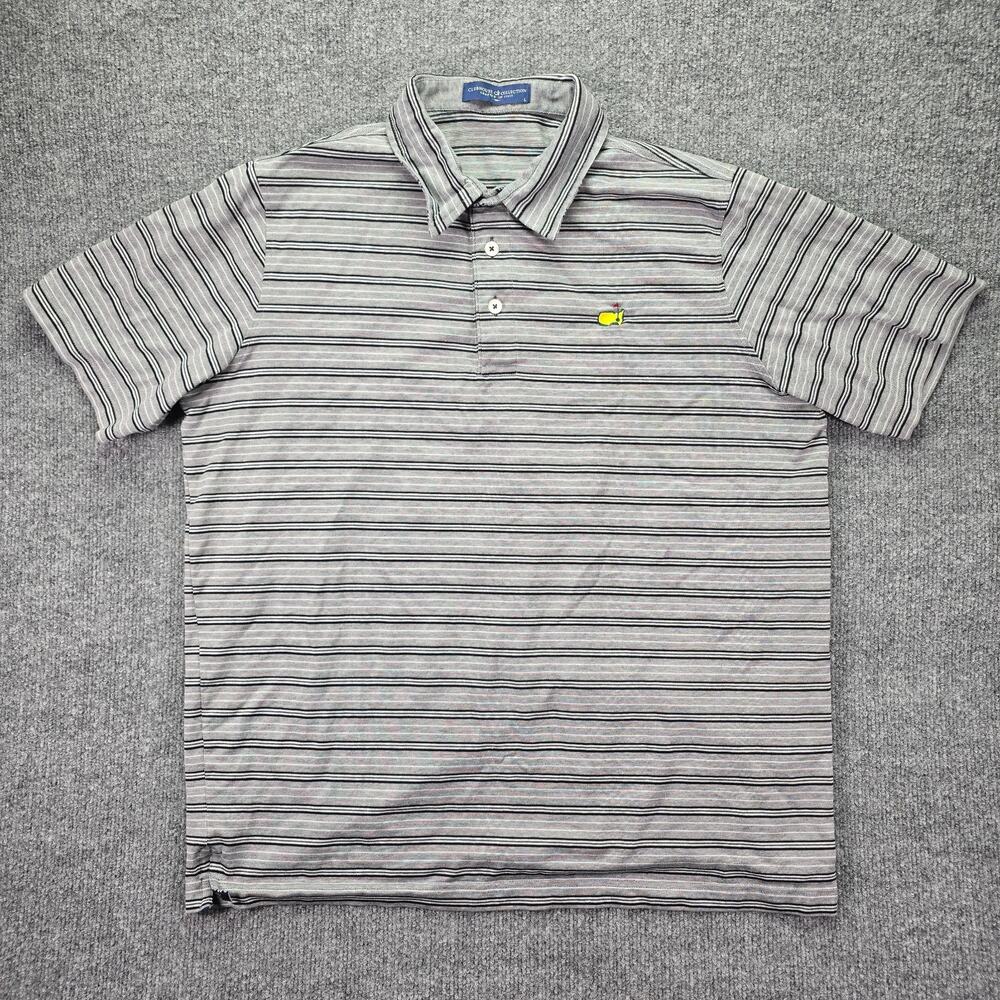 Clubhouse Collection Masters Polo Shirt Mens Large Gray Striped Italy Golf